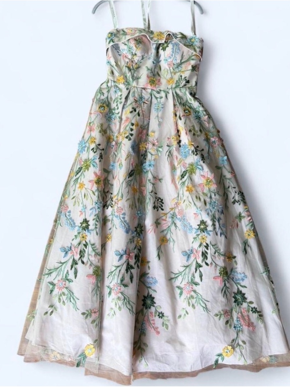 Floral Embroidered Pink Midi Gown